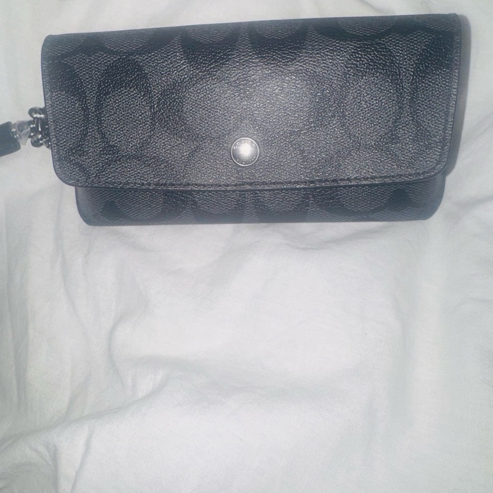 Coach leather black signature sunglasses/glasses lanyard case. Rare!